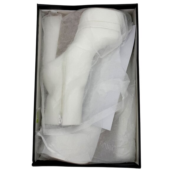 NIB White Platform Chunky Heel & Side Zip Edgy Retro Vegan Platform Boots - Picture 13 of 16